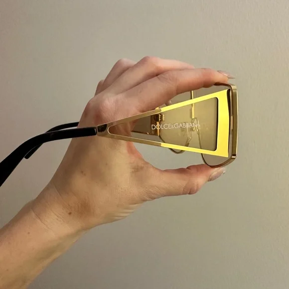 Dolce and Gabbana gold shield sunglasses - Picture 3 of 5